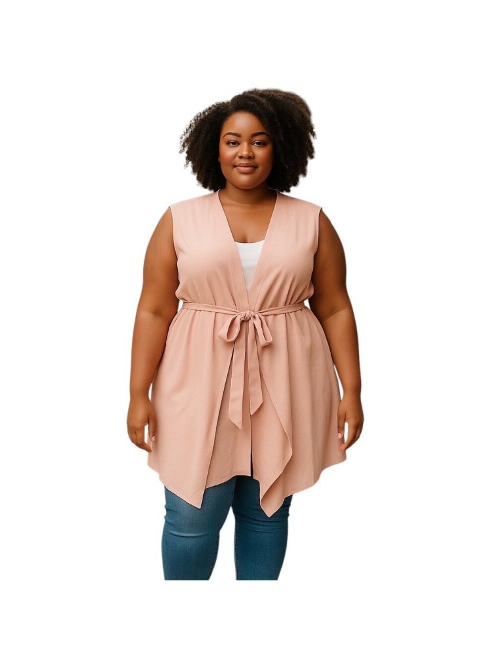 Lane Bryant Waterfall Vest Pink Size 26/28 Coastal Flowy Summer Beach Minimalist